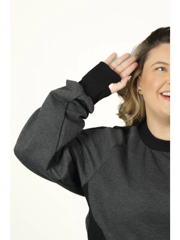 REF : 2917 BLUSÃO PLUS  SIZE  MOLETOM FAVO E  LUVA PUNHO