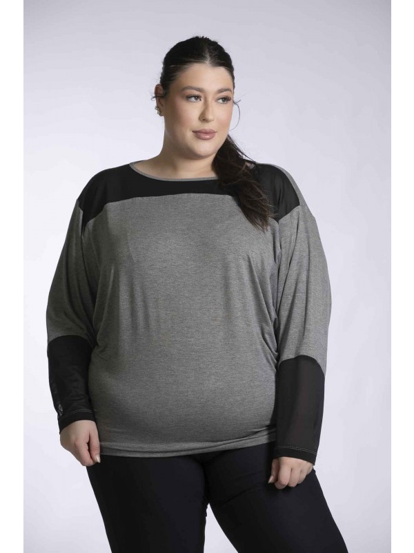 2633 BLUSA  PLUS  SIZE VISCOLYCRA E TULE