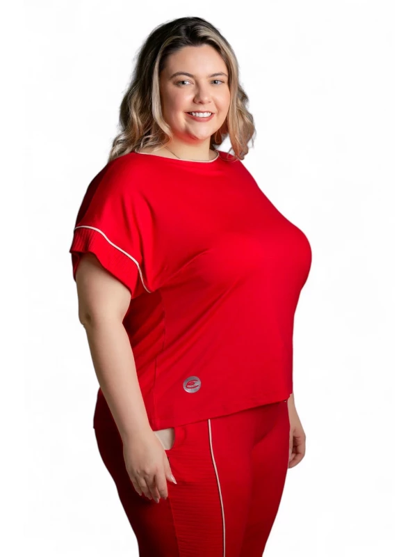 REF : 2845 BLUSA  VISCO BALI E  CANELADO PLUS  SIZE