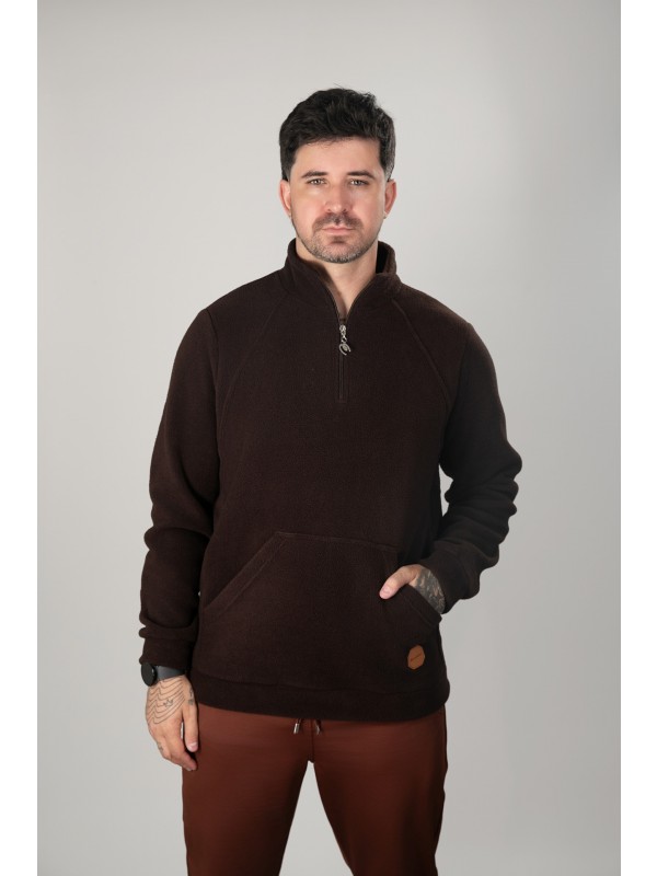 REF : 2910 BLUSÃO MASCULINO SOFT BRUSH MEIO ZIPER