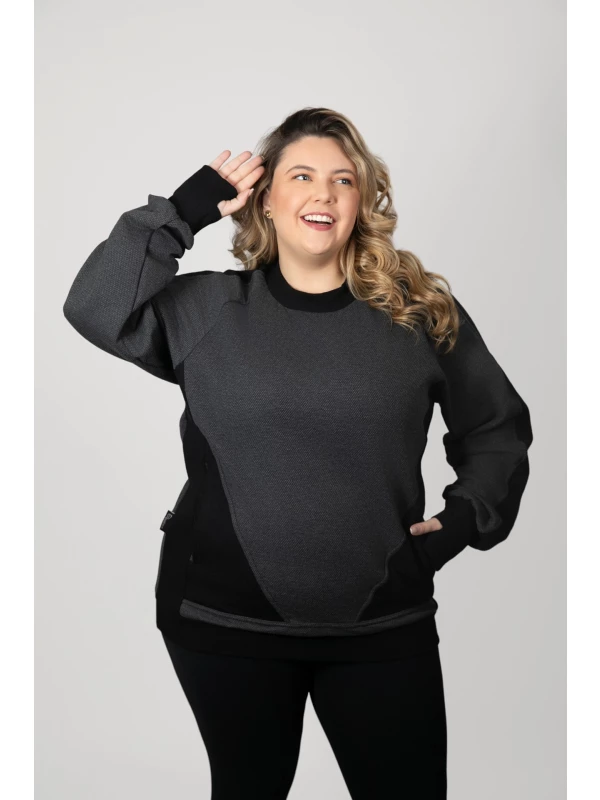 REF : 2917 BLUSÃO PLUS  SIZE  MOLETOM FAVO E  LUVA PUNHO