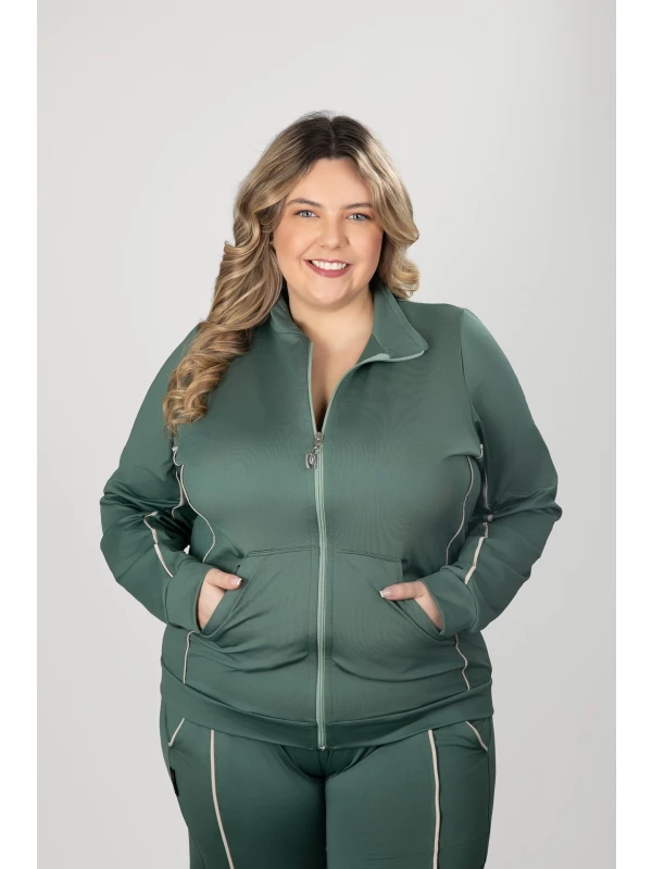 REF : 2909 JAQUETA  PLUS SIZE TÉRMICA COM VIÉS 
