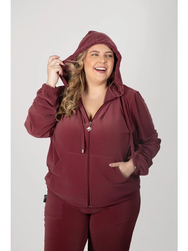 REF : 2896 JAQUETA  PLUS SIZE PLUSH CANGURU