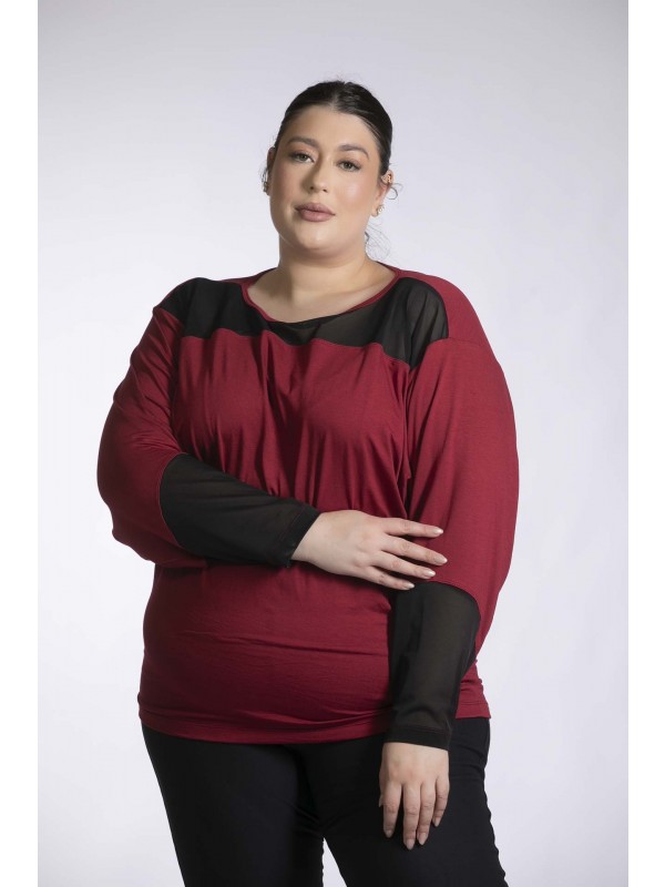 2633 BLUSA  PLUS  SIZE VISCOLYCRA E TULE