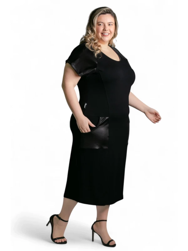 REF : 2849 VESTIDO VISCOLYCRA E CIRE PLUS SIZE