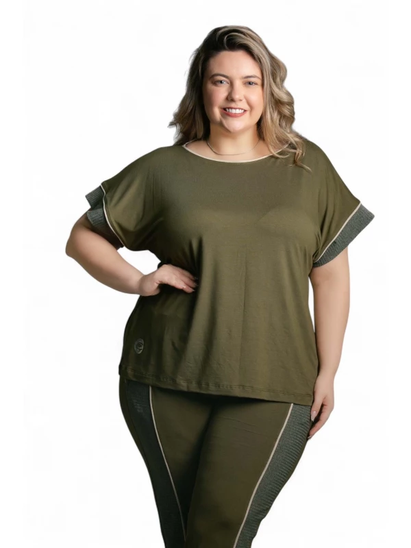 REF : 2845 BLUSA  VISCO BALI E  CANELADO PLUS  SIZE