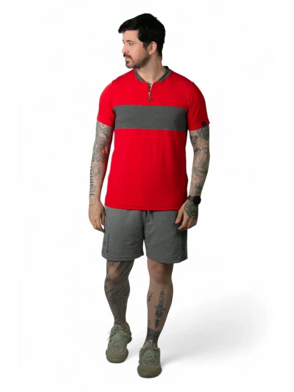 REF : 2850 CAMISETA MASCULINA VISCO BALI COM ZIPER 2 CORES
